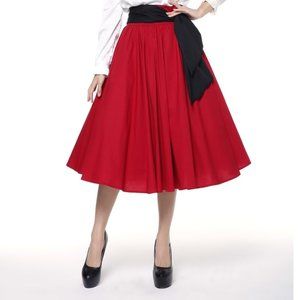 ♥️ Red Retro Sash Swing Pin Up Plus Size Skirt ♥️